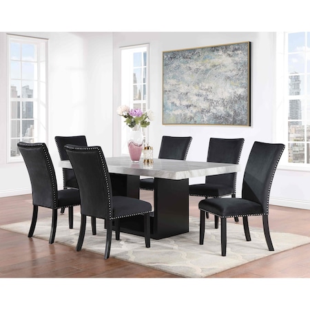 Global Furniture Usa Transitional Paper, Velvet D02 Dining Table + D03Dc Black 4504